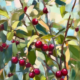 Painting of Cherries on the Tree
