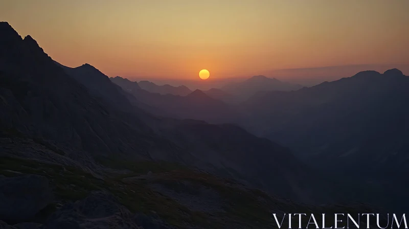 AI ART Mountain Sunset Landscape