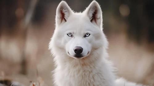Serene Gaze of a White Wolf