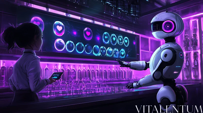 Futuristic Bar with Robot Service
