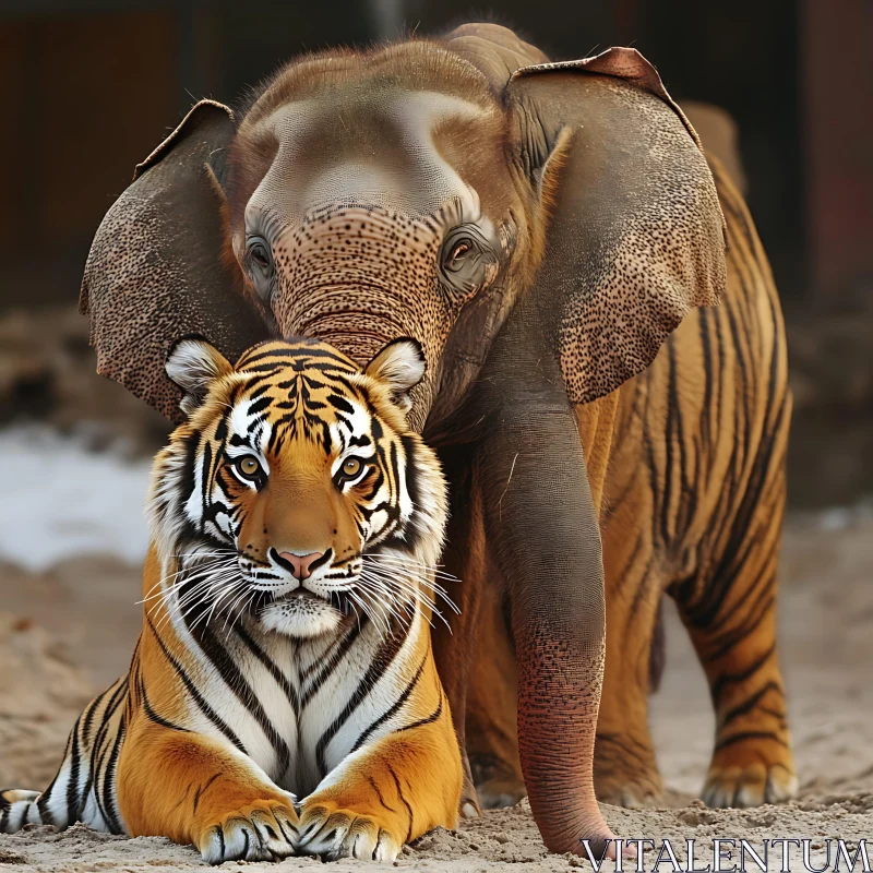 Gentle Giants: Tiger and Elephant Together