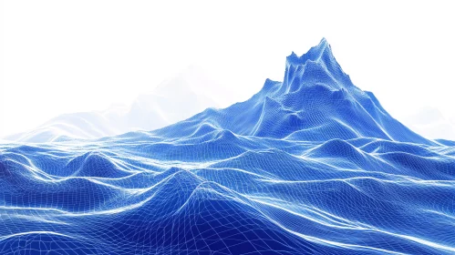 Geometric Mountain Range Wireframe Art