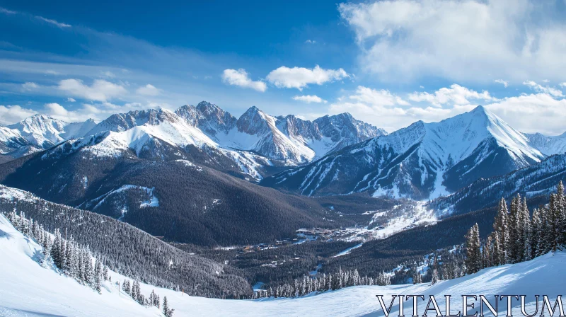 Winter Mountain Landscape with Snowy Peaks