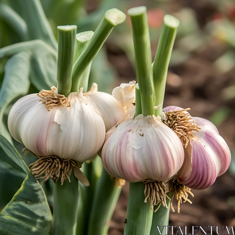 Close-Up of Healthy Garlic Plant