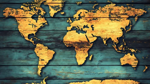Global Map on Wooden Planks