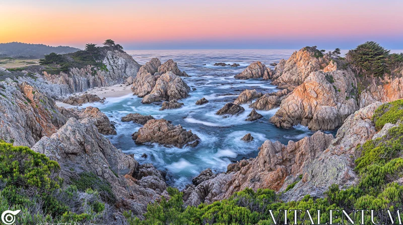 Scenic Rocky Seaside at Sunset