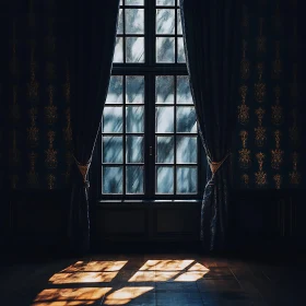 Sunlight Through Window in Dark Room