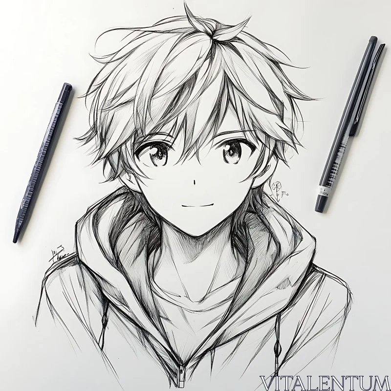 AI ART Anime Character Pen Drawing