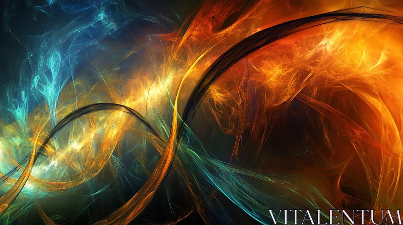 Fiery and Cool Abstract Composition AI Image