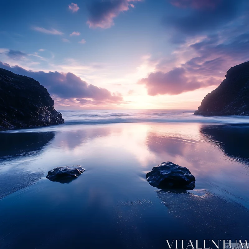 Tranquil Seascape at Dusk AI Image