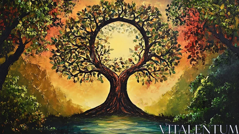 AI ART Sunlit Tree of Life Art