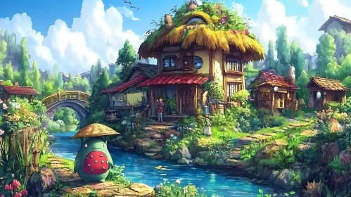 Whimsical Fantasy Village Scene