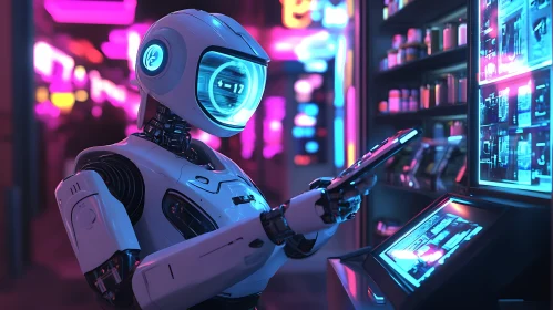 Neon-Lit Robot Interaction