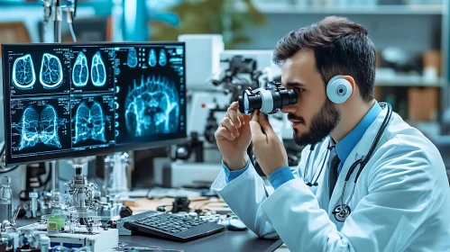 Physician Analyzing Medical Scans