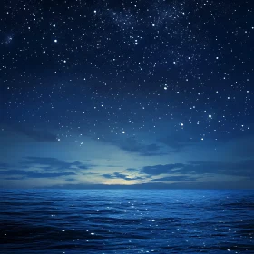 Ocean Under Starry Sky