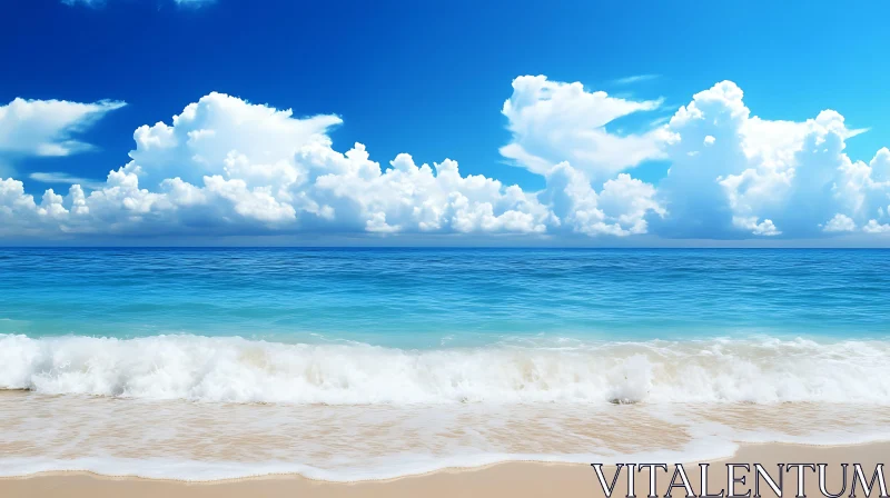 AI ART Peaceful Beach Scene with Waves