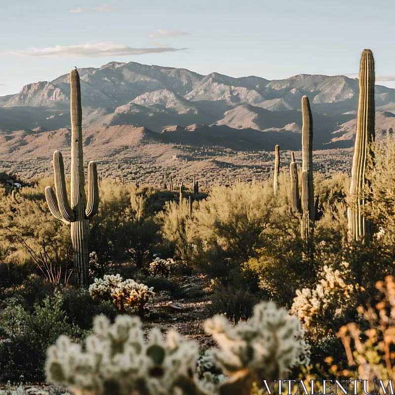 AI ART Arizona Desert Landscape with Saguaro Cacti