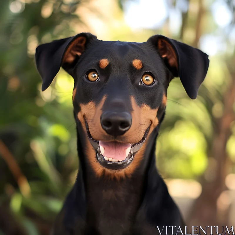 Joyful Black and Tan Dog Portrait AI Image