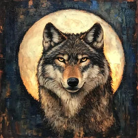 Lunar Wolf Face Oil Painting