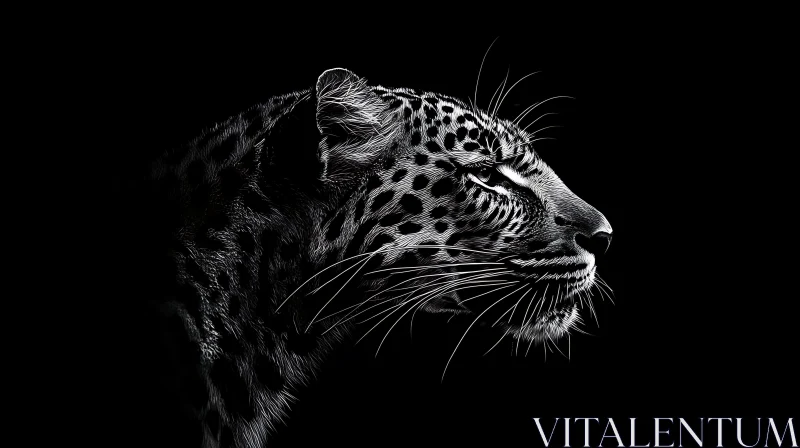 Black and White Leopard Illustration AI Image