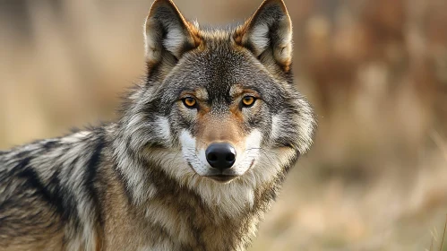 Detailed Wolf Face Close-Up