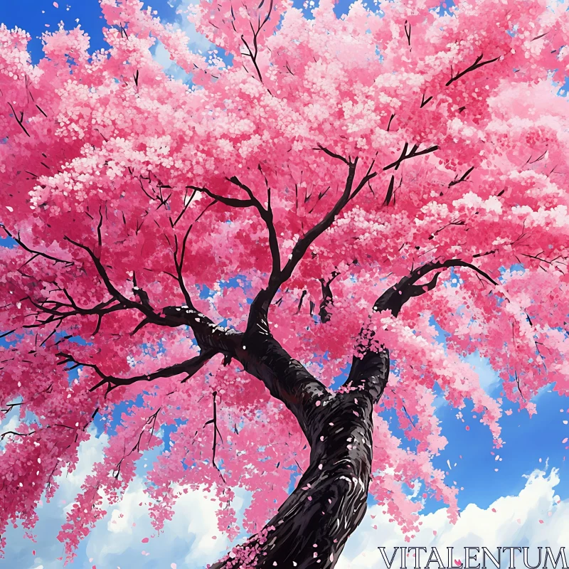 AI ART Majestic Pink Cherry Blossom Display