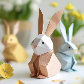 Geometric Paper Rabbits in Soft Light