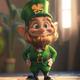 Whimsical Leprechaun with Clover Hat