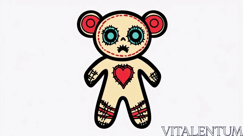 Cartoon Teddy Bear with Heart AI Image