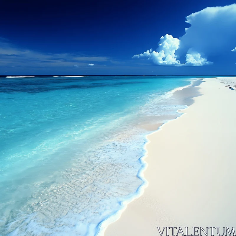 Seascape with Turquoise Sea and White Beach AI Image