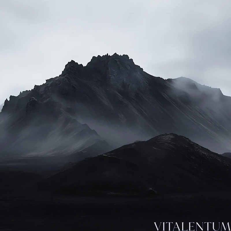 AI ART Misty Mountain Range: A Monochrome Vision