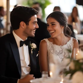 Radiant Bride and Groom Share a Laugh