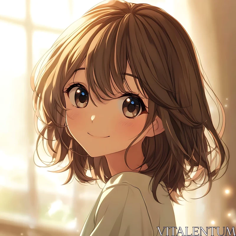 AI ART Anime Girl in Warm Light