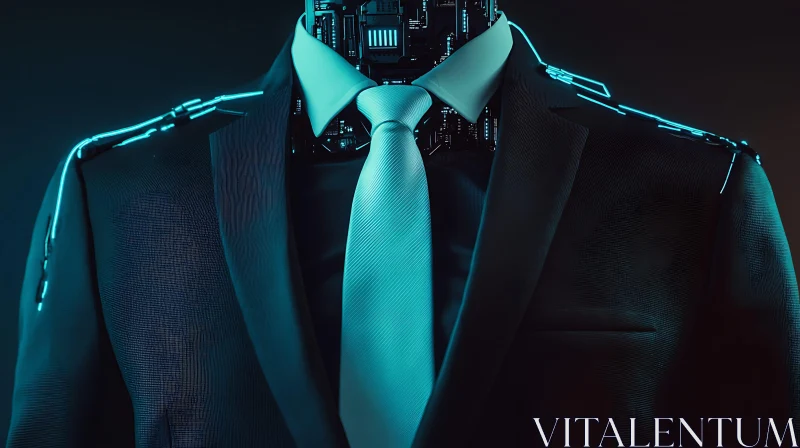 AI ART Robotic Formal Wear with Neon Accents