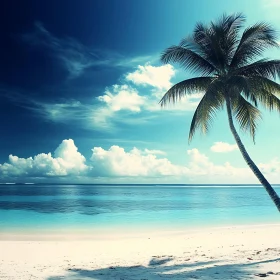 Seascape with Palm and White Sand