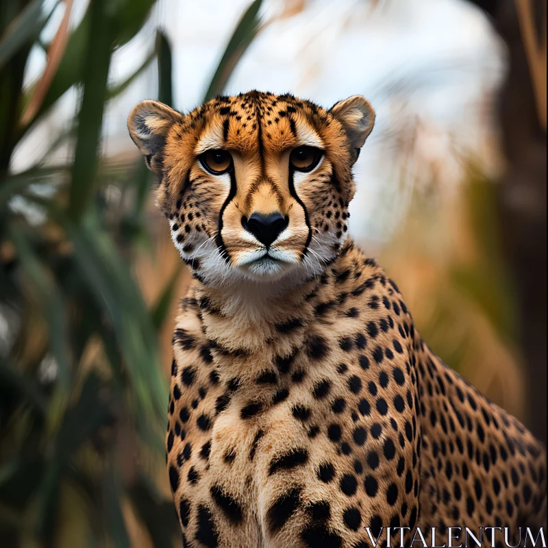 Cheetah's Gaze: A Wild Feline Portrait AI Image