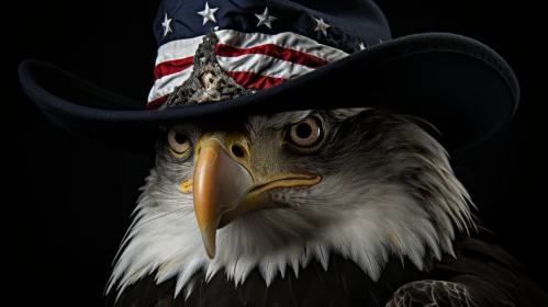 Majestic Bald Eagle in Cowboy Hat - Captivating Wildlife Portrait