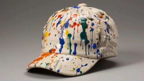 Vibrant Ceramic Cap with Bold Paint Splashes - Large-Scale Art