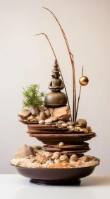 Whimsical Zen Garden Arrangement with Rocks and Plants
