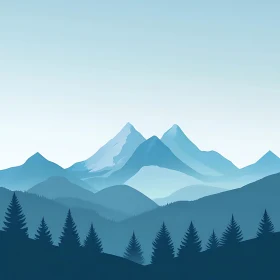 Blue Mountain and Pine Tree Scenery