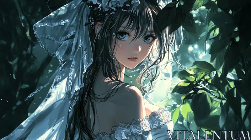 Mystical Forest Bride Anime Art AI Image