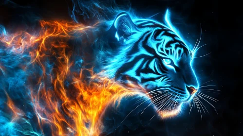 Tiger Ablaze in Digital Art