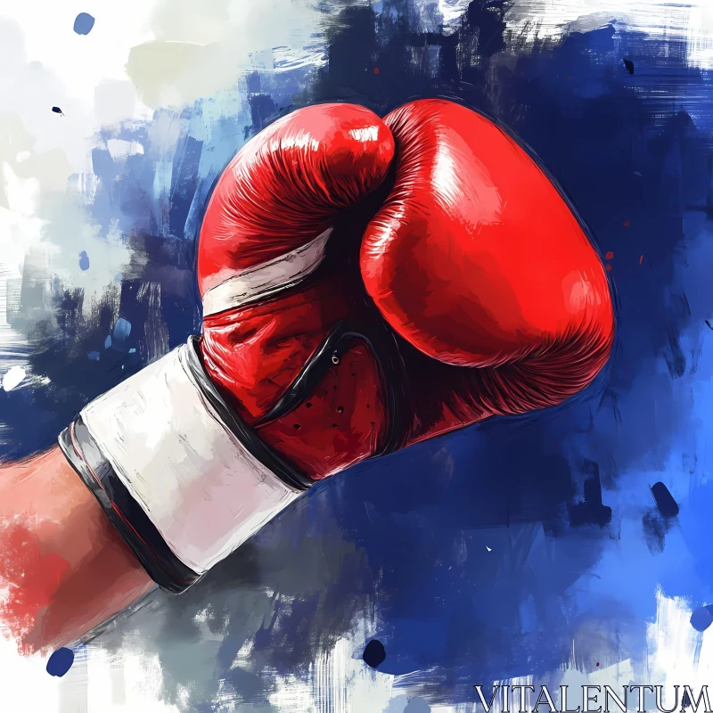 AI ART Red Boxing Glove in Action Against Textured Background AI Generated Image