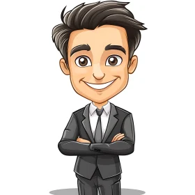 Cartoon Man in Suit Smiling