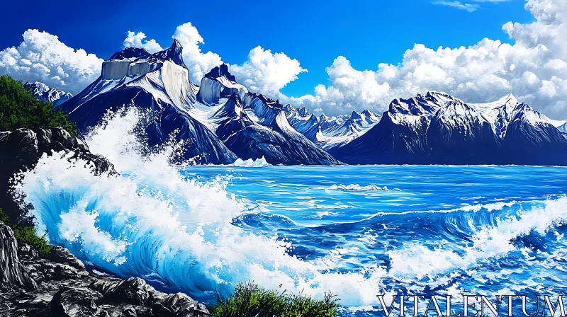 AI ART Serene Mountain and Sea Landscape