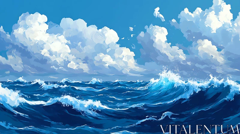 AI ART Calm Sea and Sky Landscape