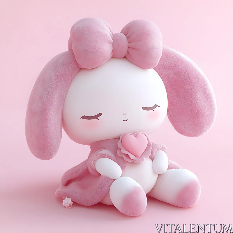 Soft Pink Plush Toy with Bow AI Image