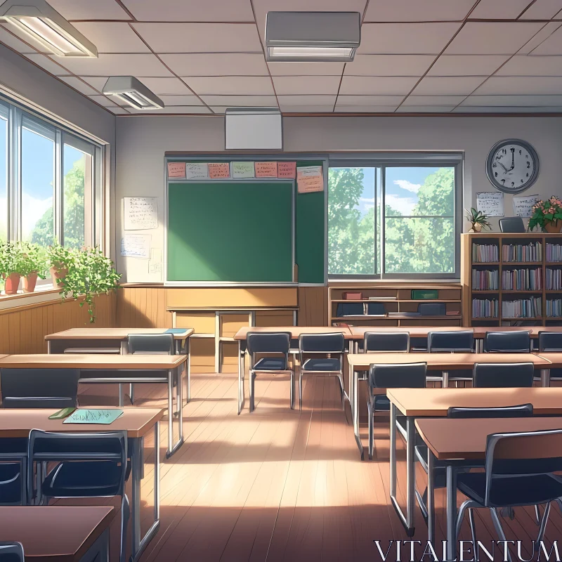 AI ART Bright Classroom Interior with Natural Light