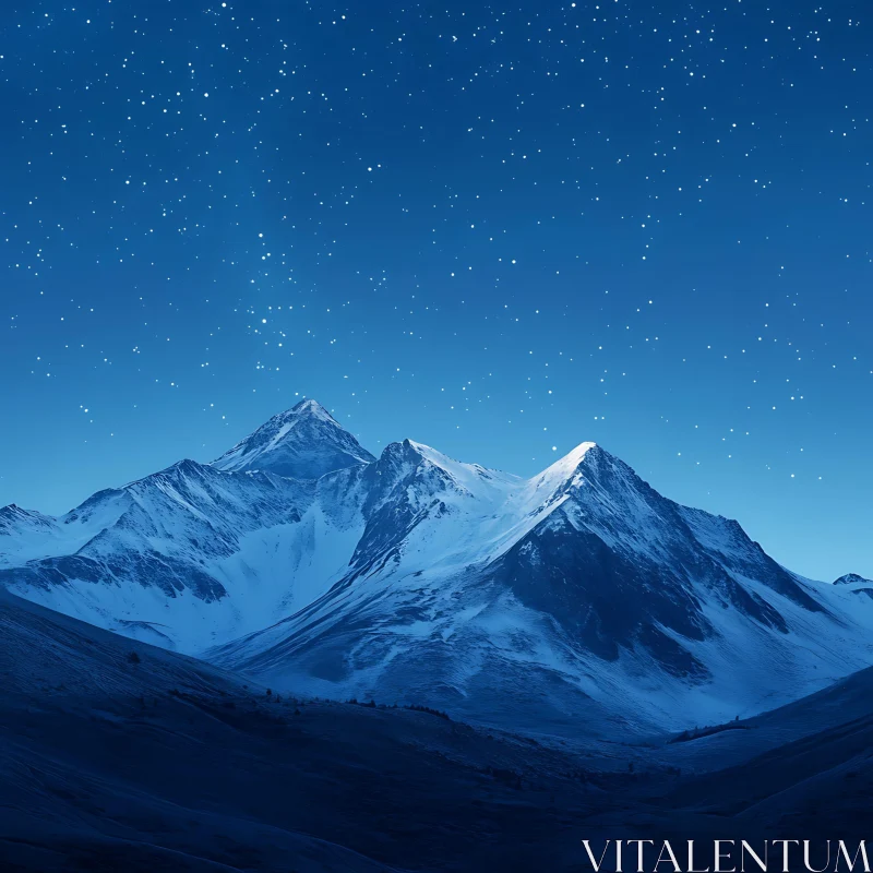 AI ART Tranquil Mountain Landscape at Night