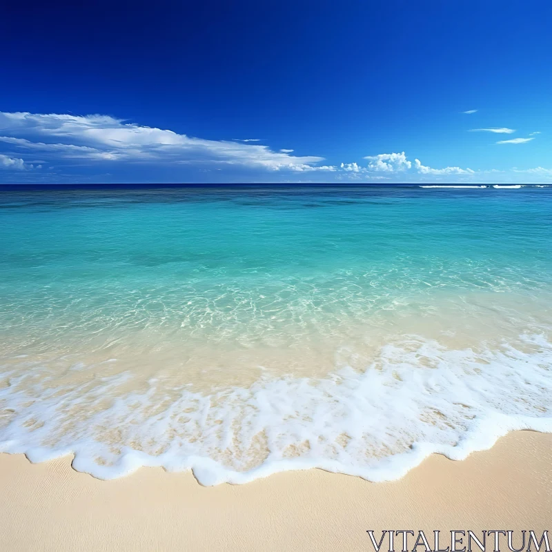 AI ART Calm Beach Scene with Turquoise Sea